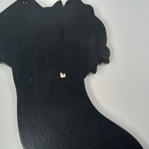 Kitty Cat in Stocking Holly Wooden Country Rustic 7.5" Christmas Tree Ornament - Picture 3 of 4